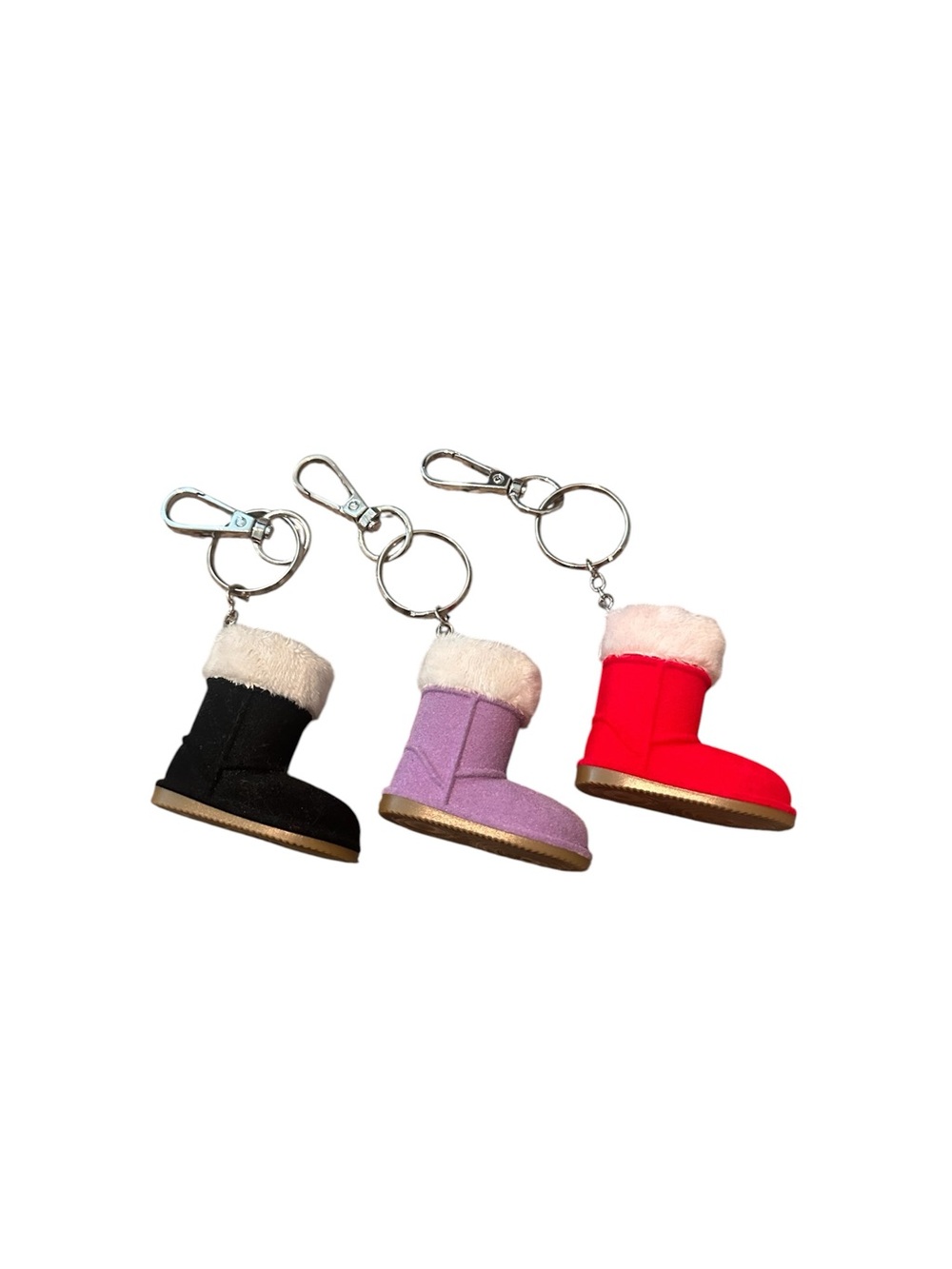 Mini Boot Keychain Trio - Black, Lavender, Red